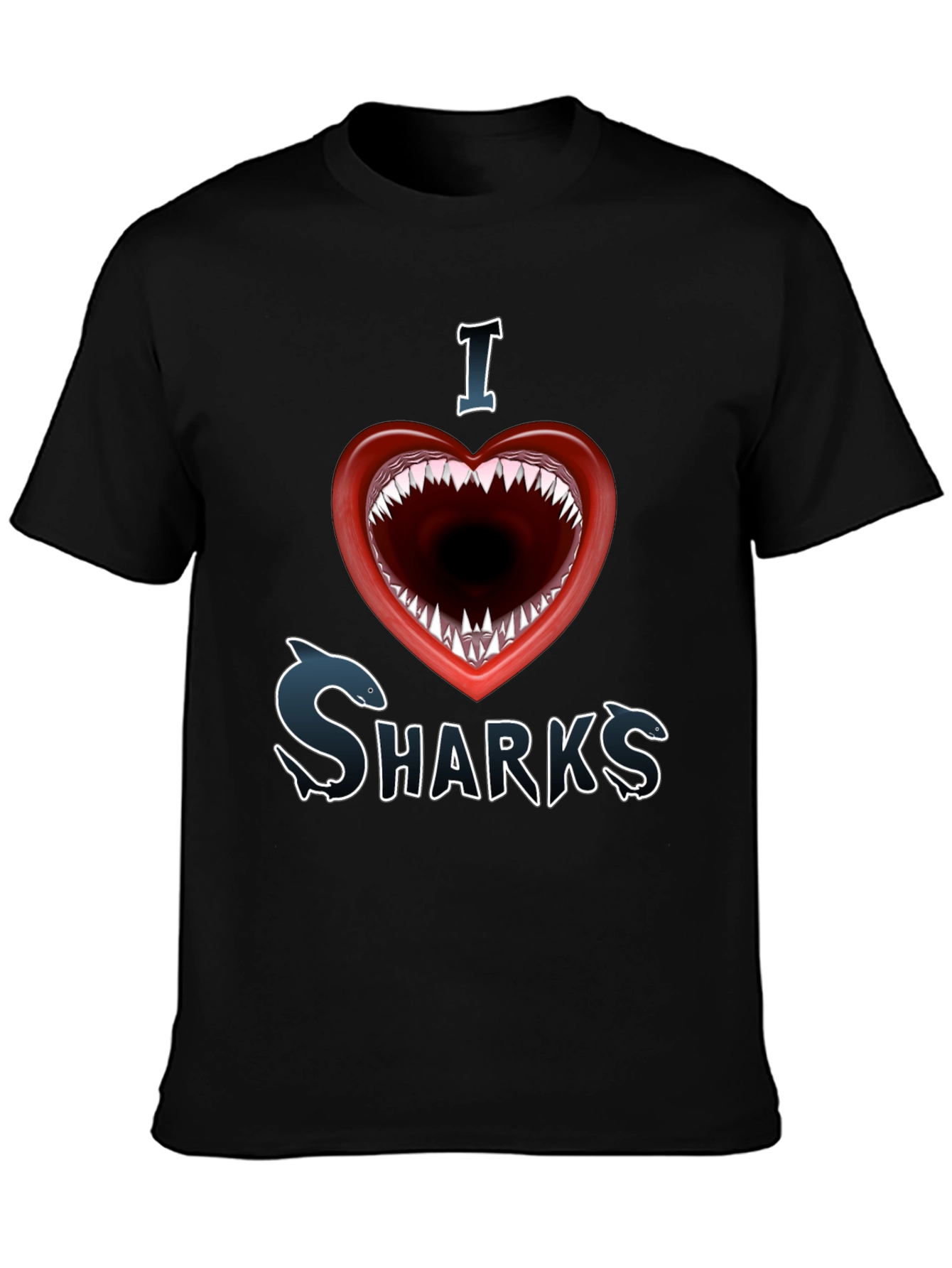 I Love Sharks Graphic Tee - Shark Mouth Heart