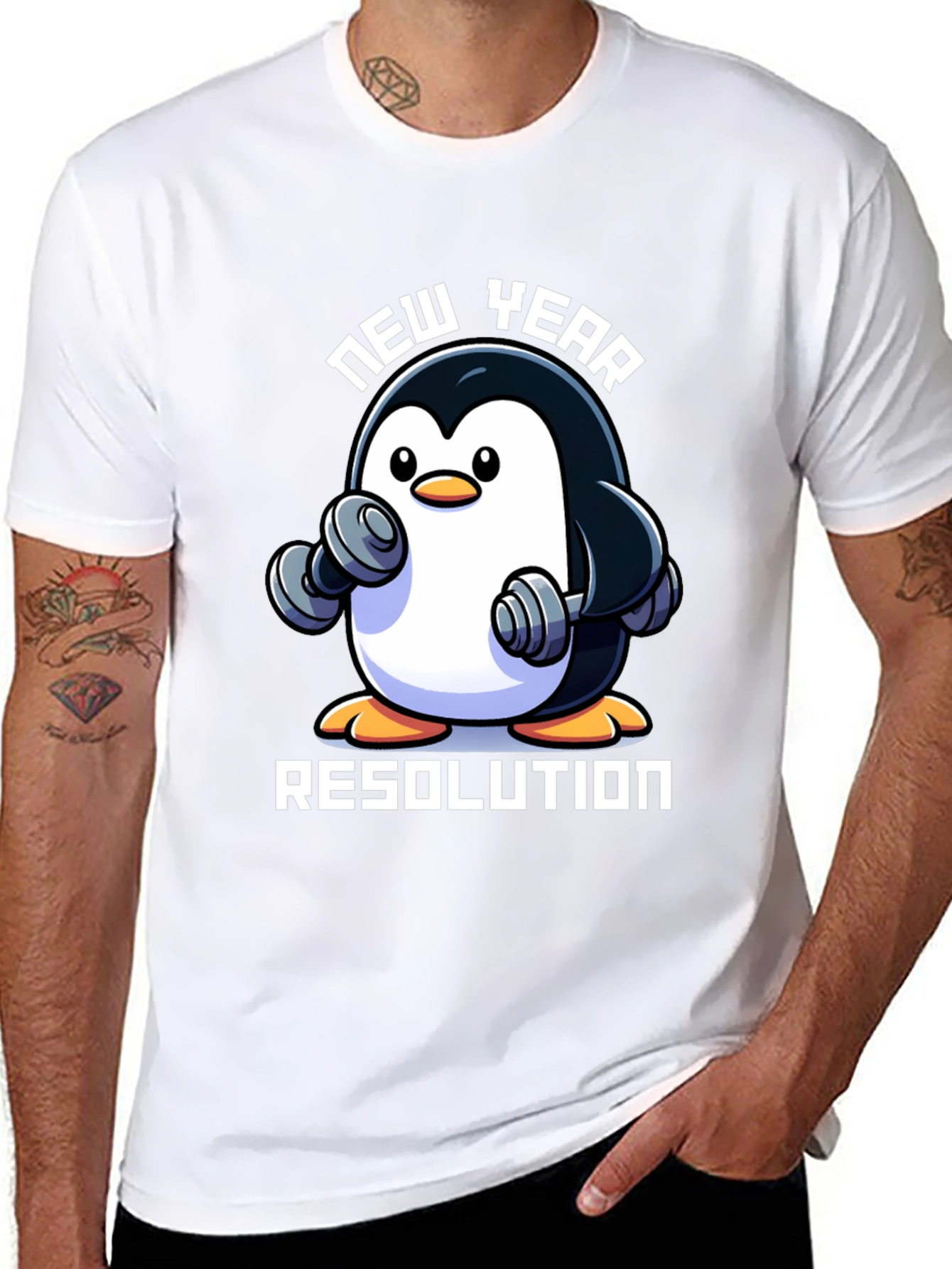 New Year Penguin Workout T-Shirt - Resolution Ready!