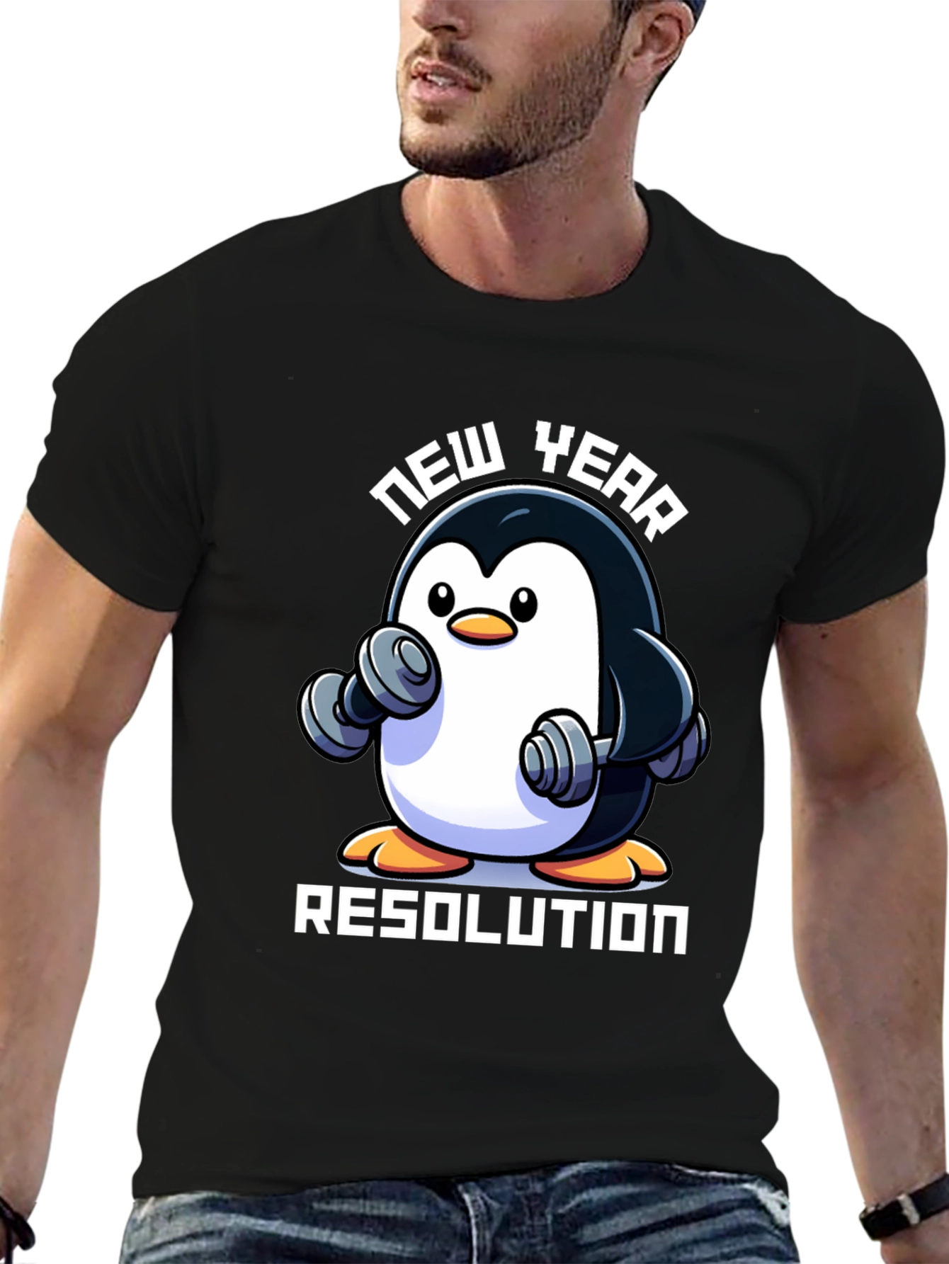 New Year Penguin Workout T-Shirt - Resolution Ready!