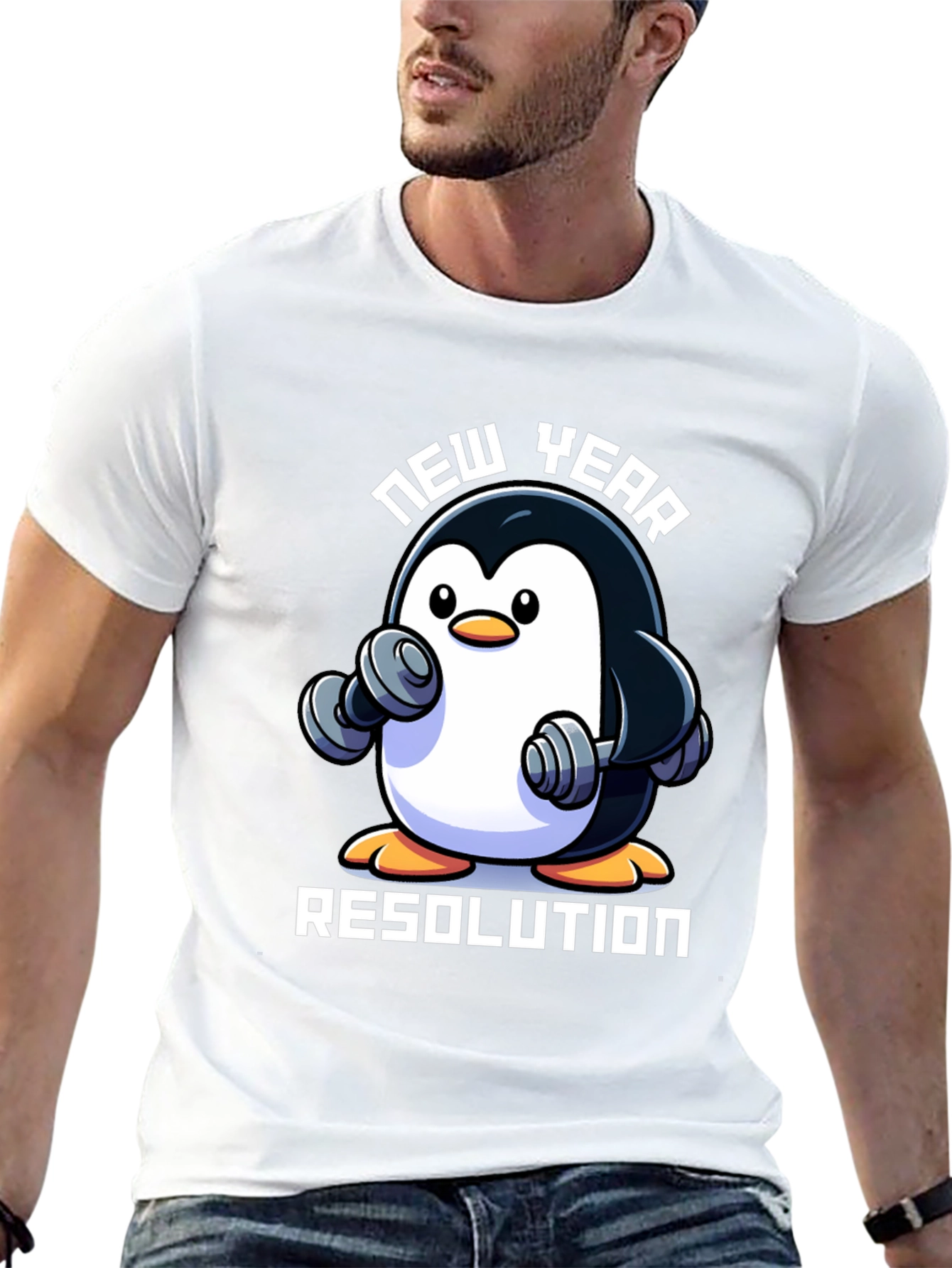 New Year Penguin Workout T-Shirt - Resolution Ready!