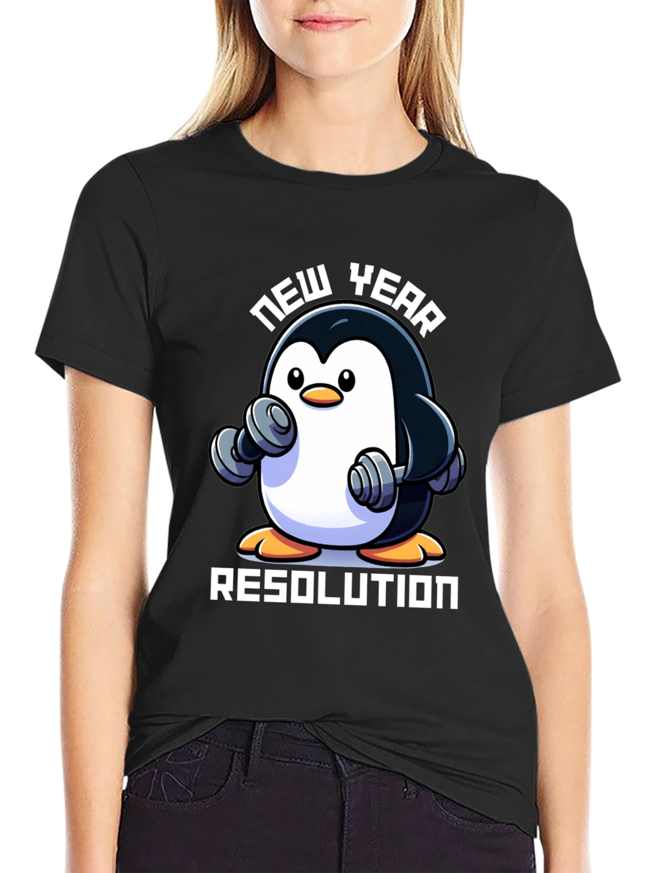 New Year Penguin Workout T-Shirt - Resolution Ready!
