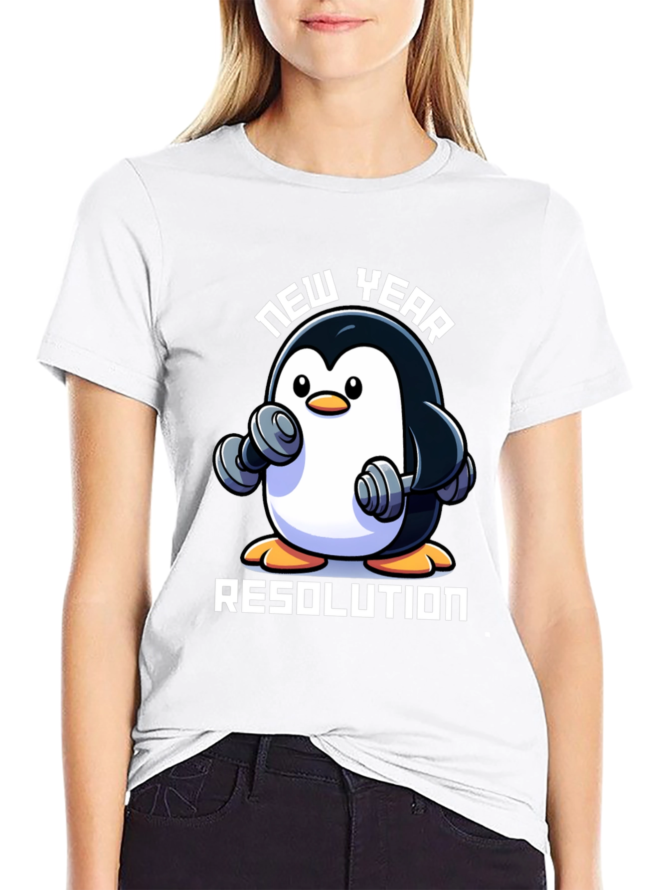 New Year Penguin Workout T-Shirt - Resolution Ready!